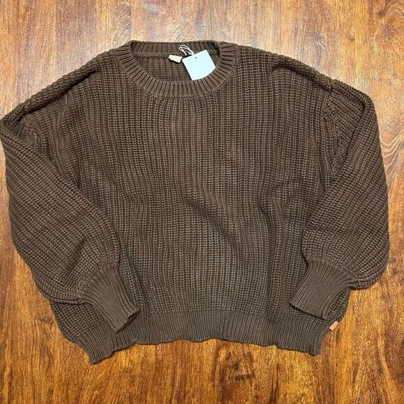 NWT Goumi Kids Hide Chunky Knit Sweater SZ S/M Mama Womens Organic Cotton Brown - Picture 1 of 3